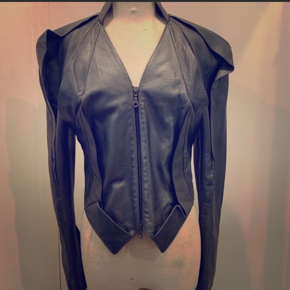 Luxury runway leather jacket